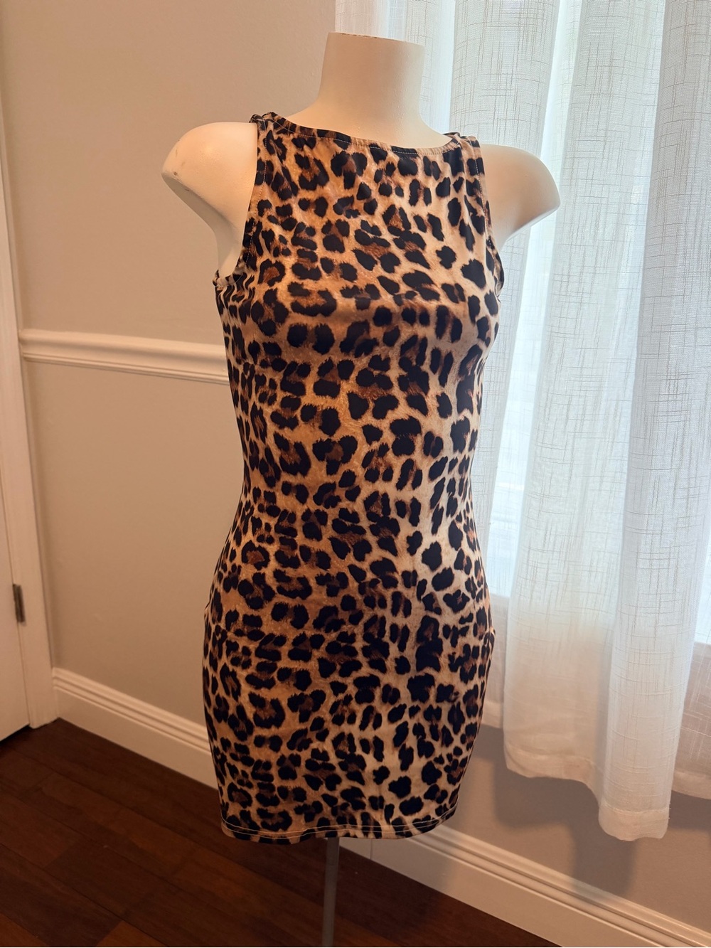 Leopard Print Bodycon Mini Dress | Sleeveless Animal Print